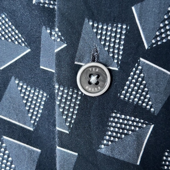 Ted Baker London Blouse Top Shirt Geometric Pattern Full Button Front Micro Dots - Picture 8 of 16